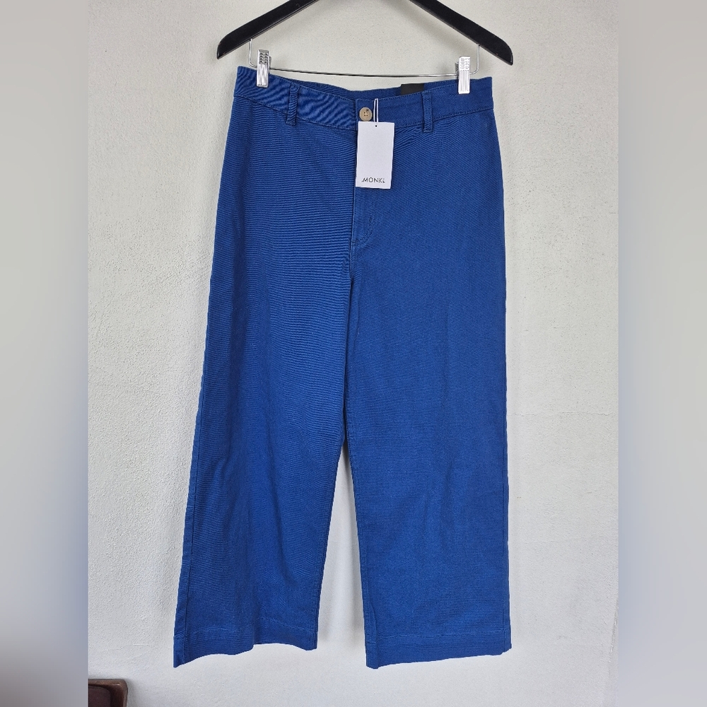 98% Cotton Wide Leg Cropped Pants By MONKL Size 40 High Rise